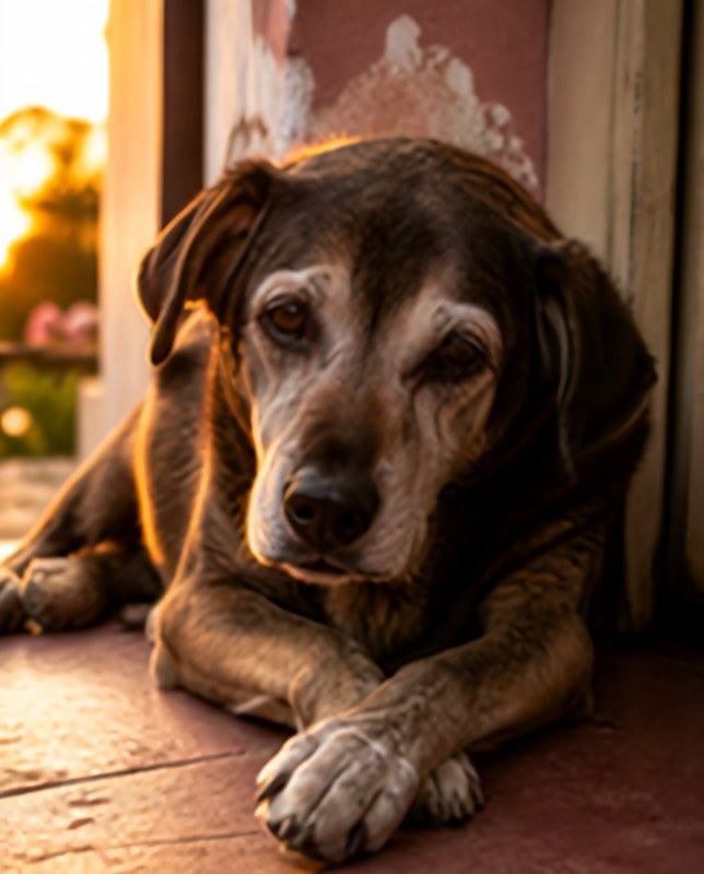 Perro viejo descansando
