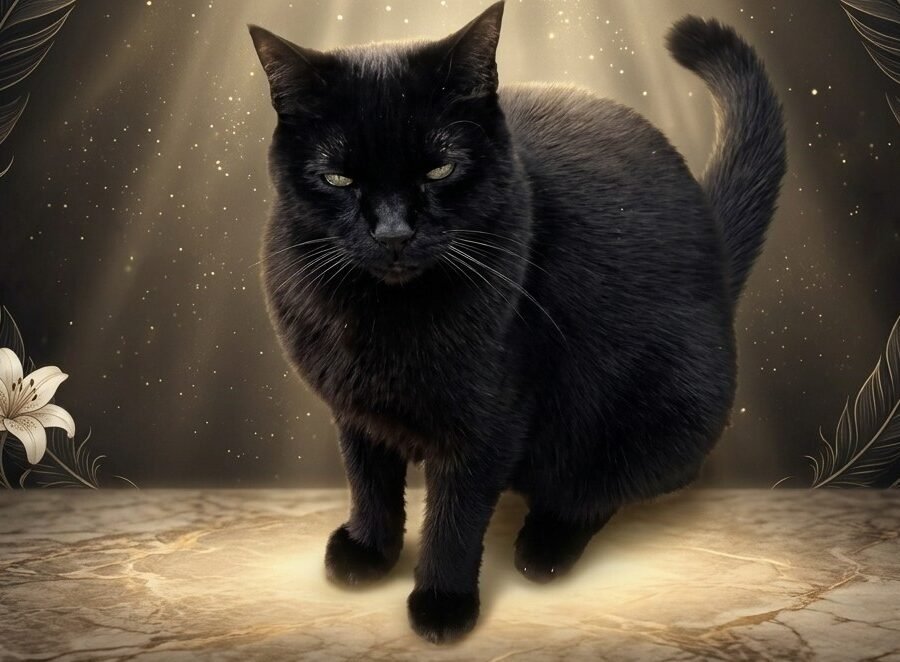Gato con pelage negro