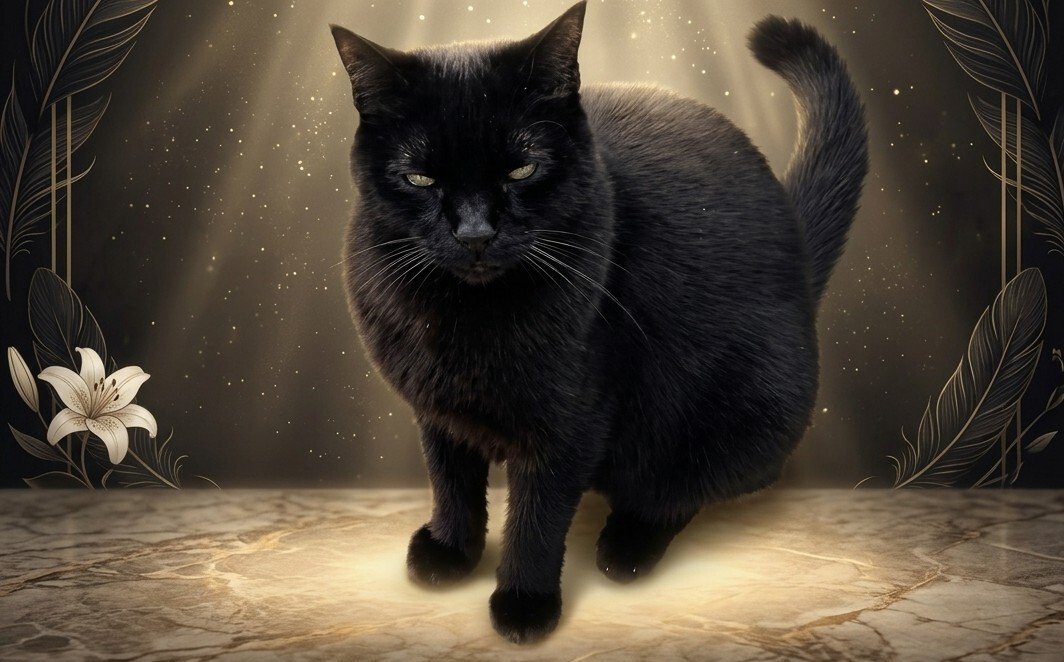 Gato con pelage negro